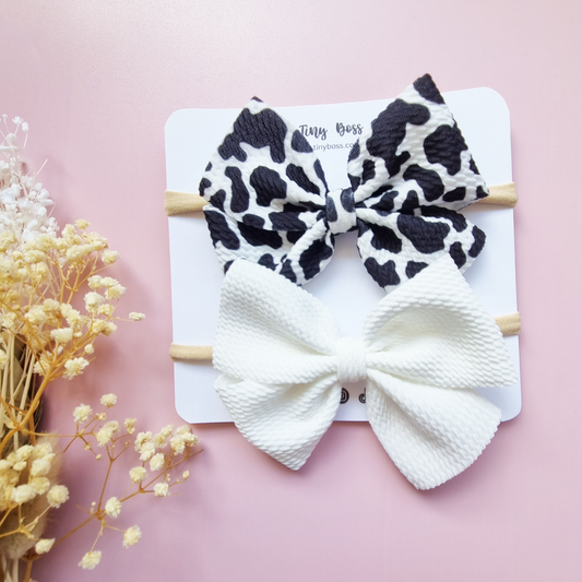 4" Pinwheel Baby Bow Nylon Headbands/ Clips. (Set of 2)