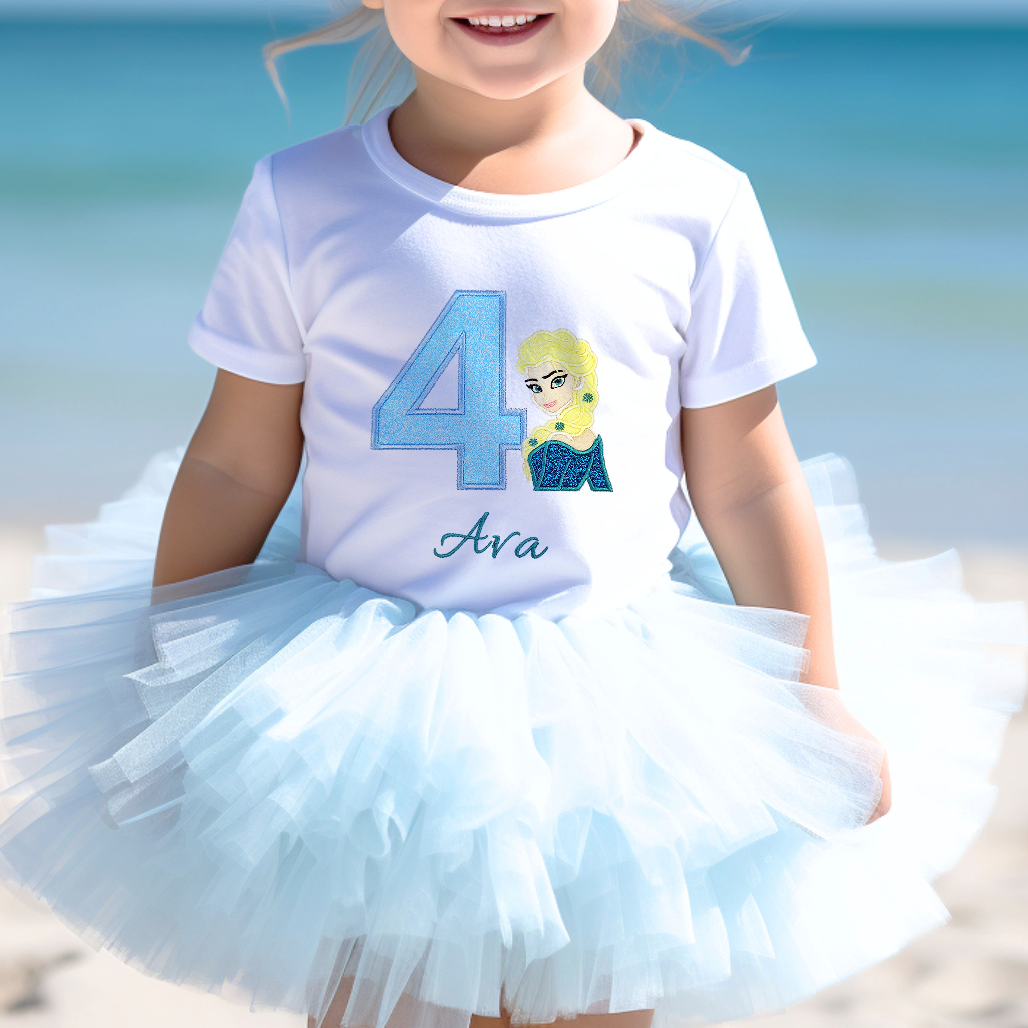 a birthday tshirt for girls with a design of Elsa from frozen