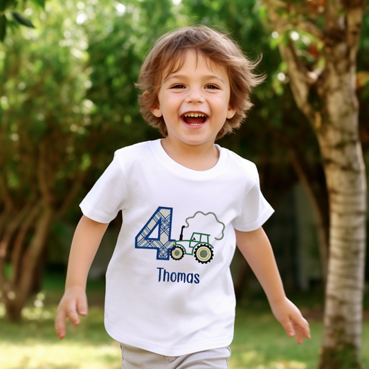 Boys Tractor Birthday T-shirt.