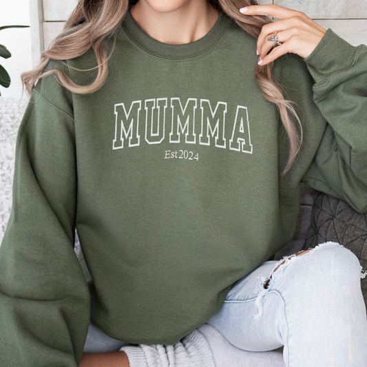 Curvy Varsity Mumma Sweatshirt.