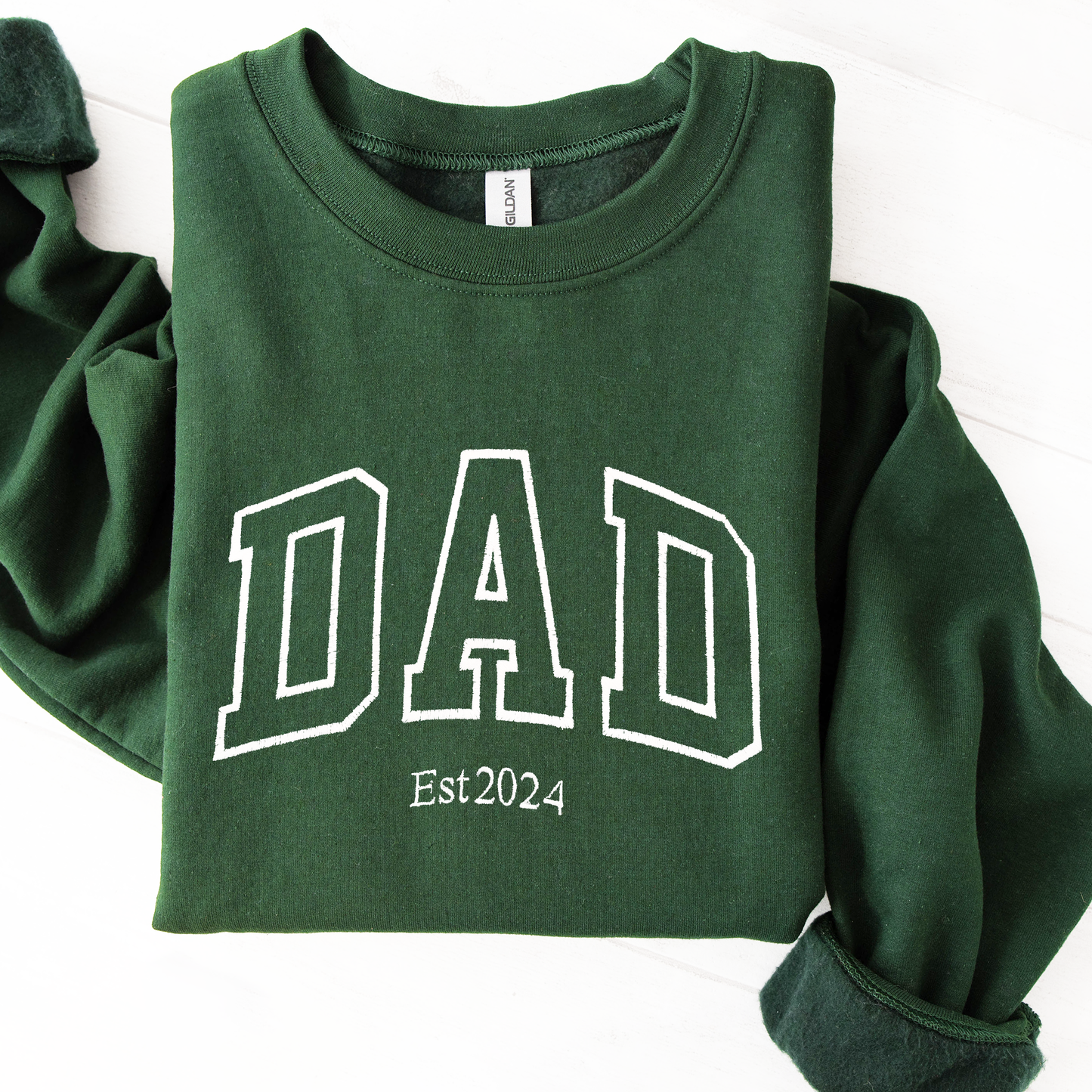 Curvy Varsity Dad Est Crewneck.