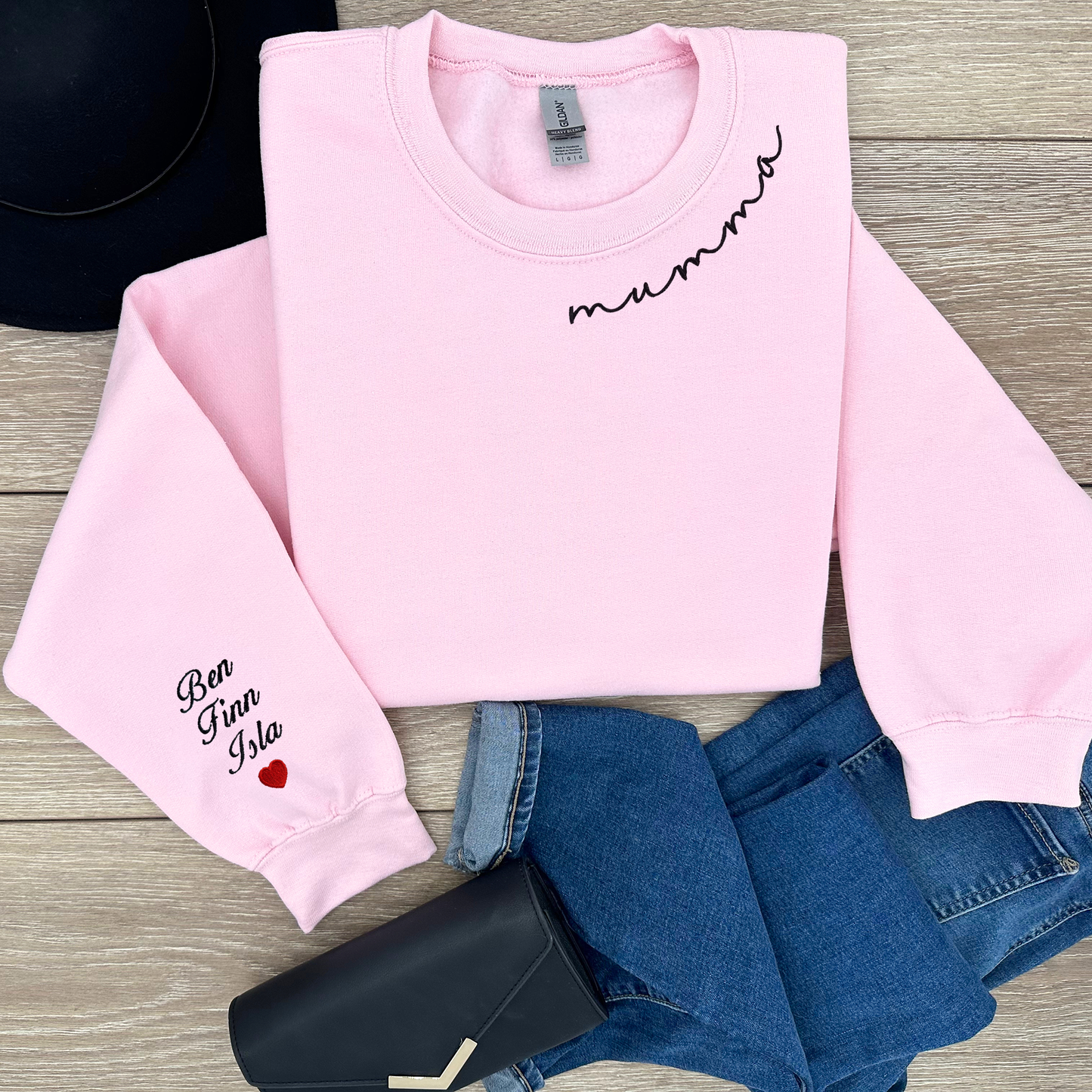 Custom Neckline Embroidered Mama Sweatshirt.