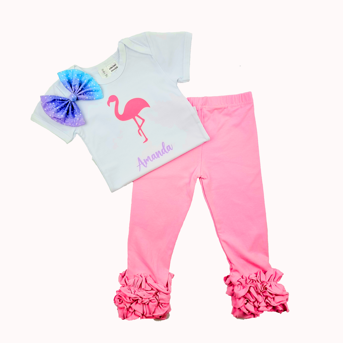 Personalised Pink Flamingo design Bodysuit.