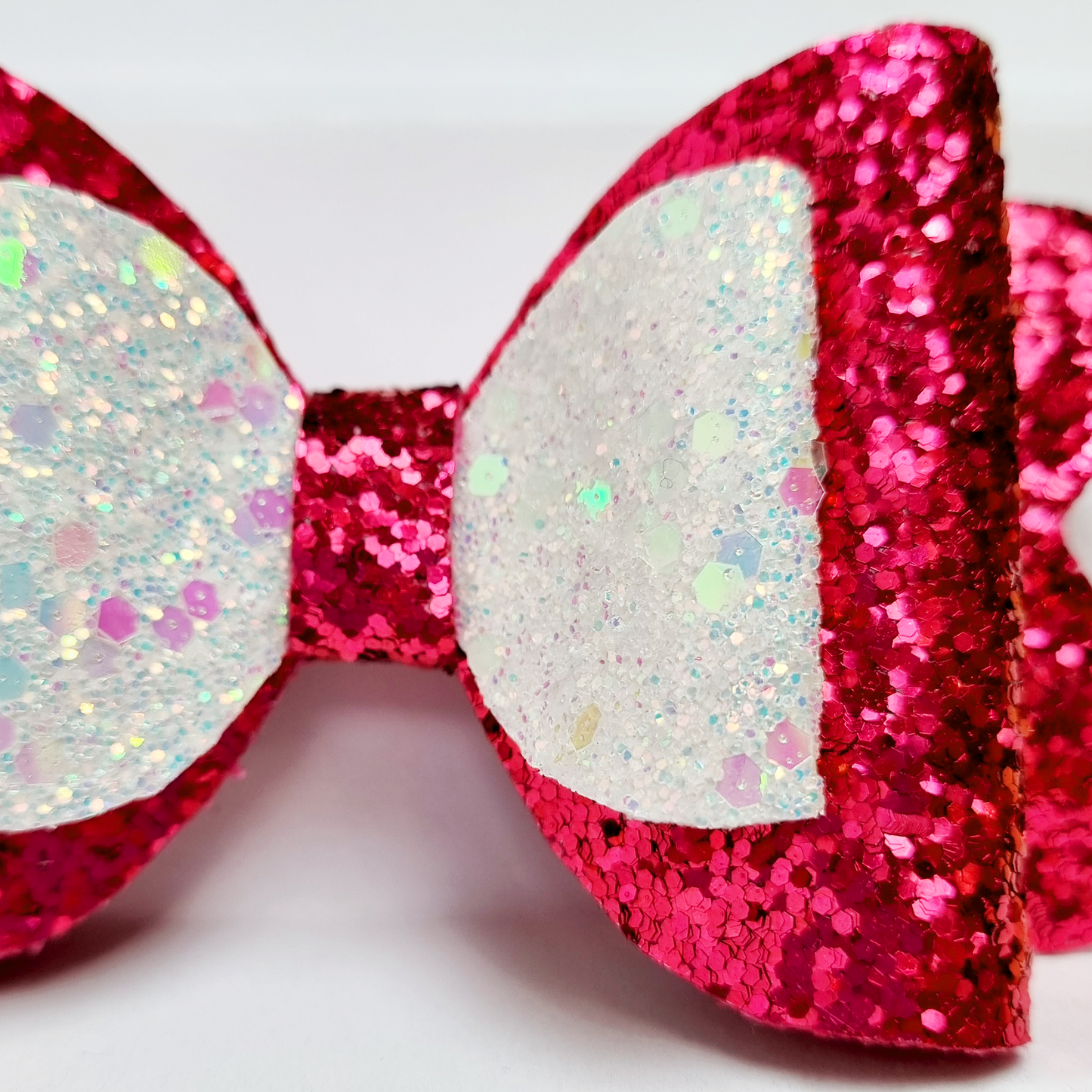 Red/White Chunky Glitter 3 layers Hair Bow