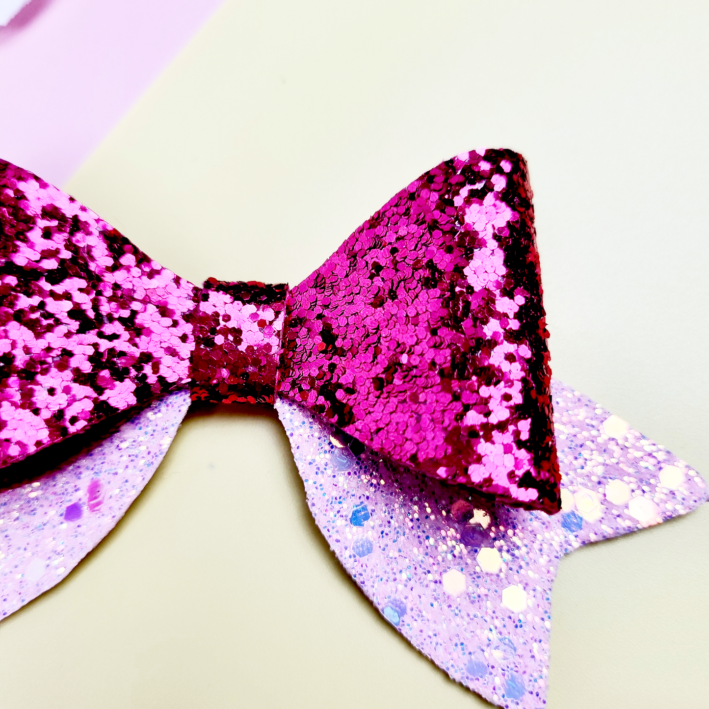 Two-tone Pink Glitter Sailor Hair Bow Clip