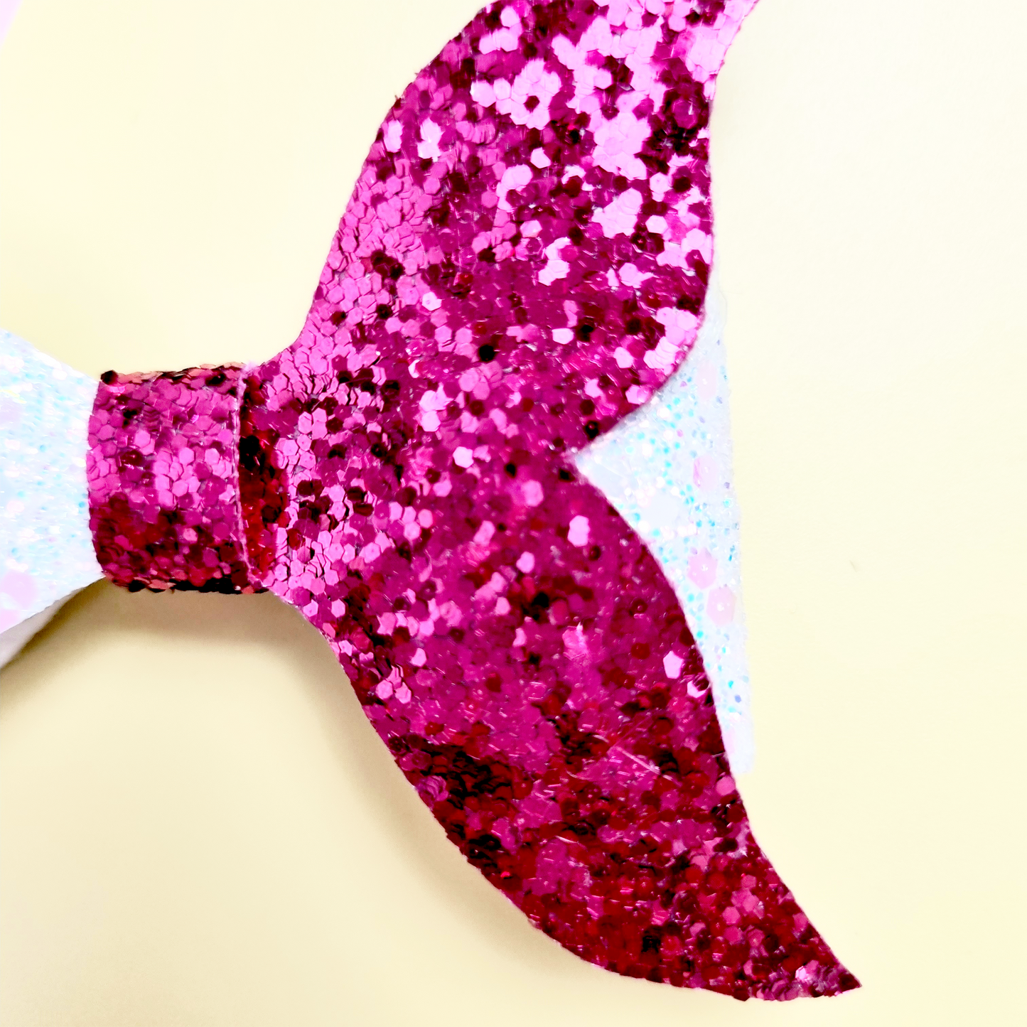 White and Pink Glitter Mermaid Tail Bow Clip.