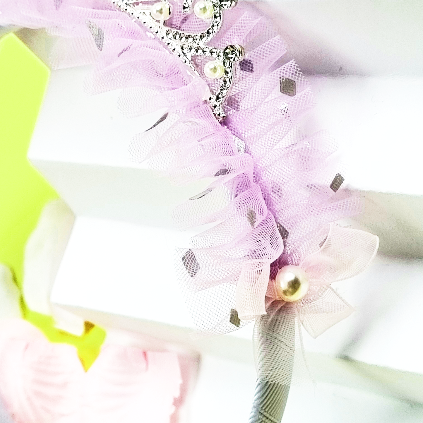 Girls Adorable Princess Tulle Birthday Crown/ Tiara Headband