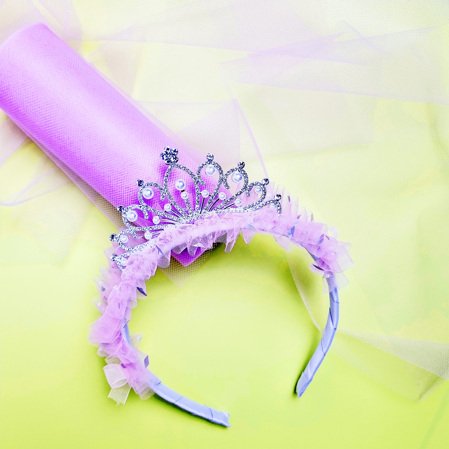 Girls Adorable Princess Tulle Birthday Crown/ Tiara Headband