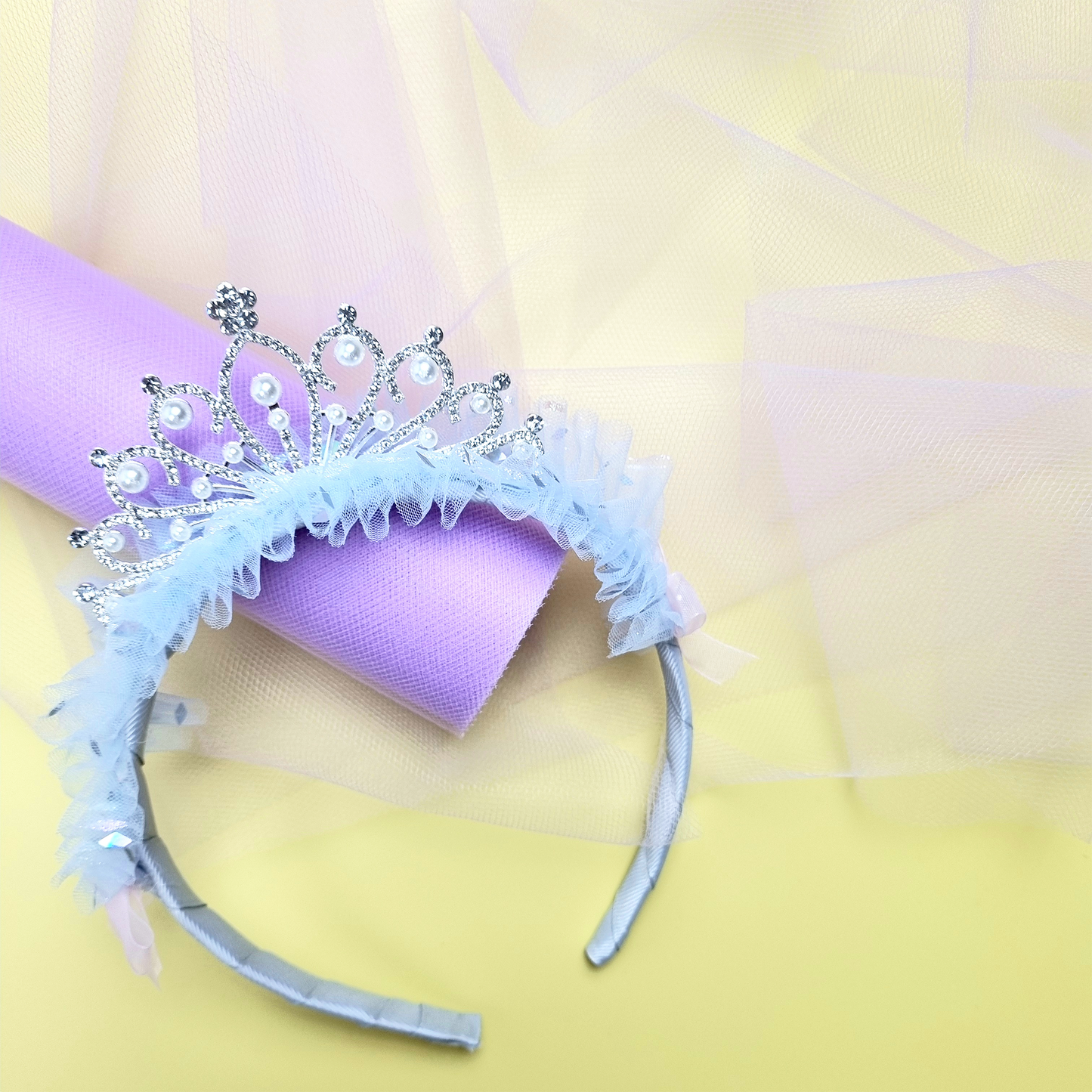 Girls Adorable Princess Tulle Birthday Crown/ Tiara Headband