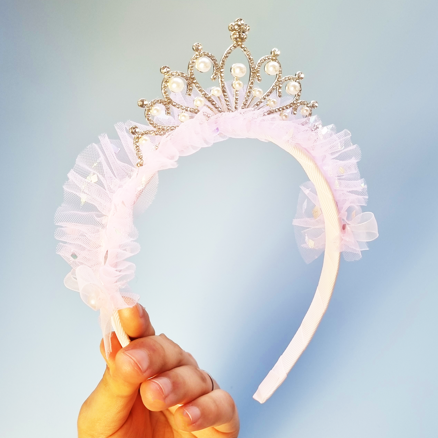 Girls Adorable Princess Tulle Birthday Crown/ Tiara Headband