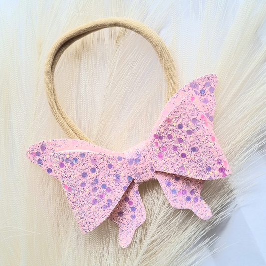 Pink Chunky Glitter Butterfly Hair Bow/ Hair Clip
