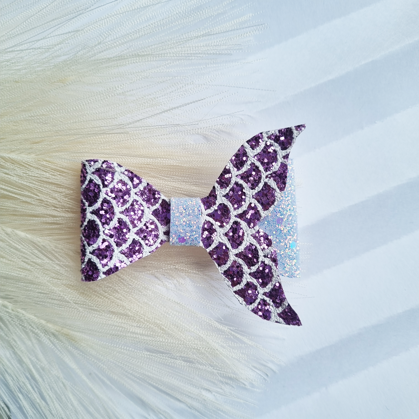 Purple Lilac Glitter Mermaid Scale Hair Bow / Hair Clip.