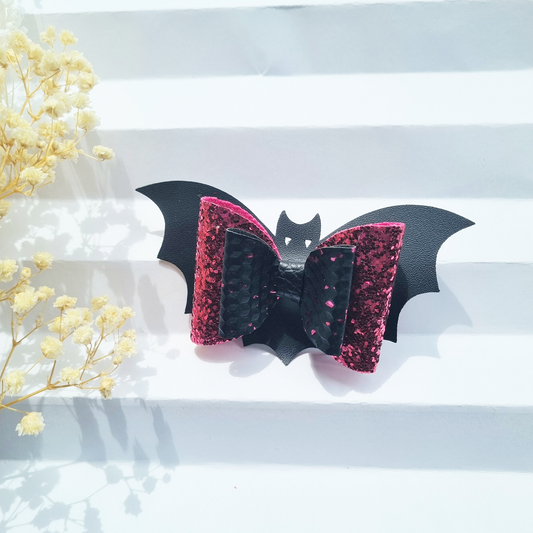 Vampy Sparkle Bat Hair Clip. (4.5"/11.5cm)