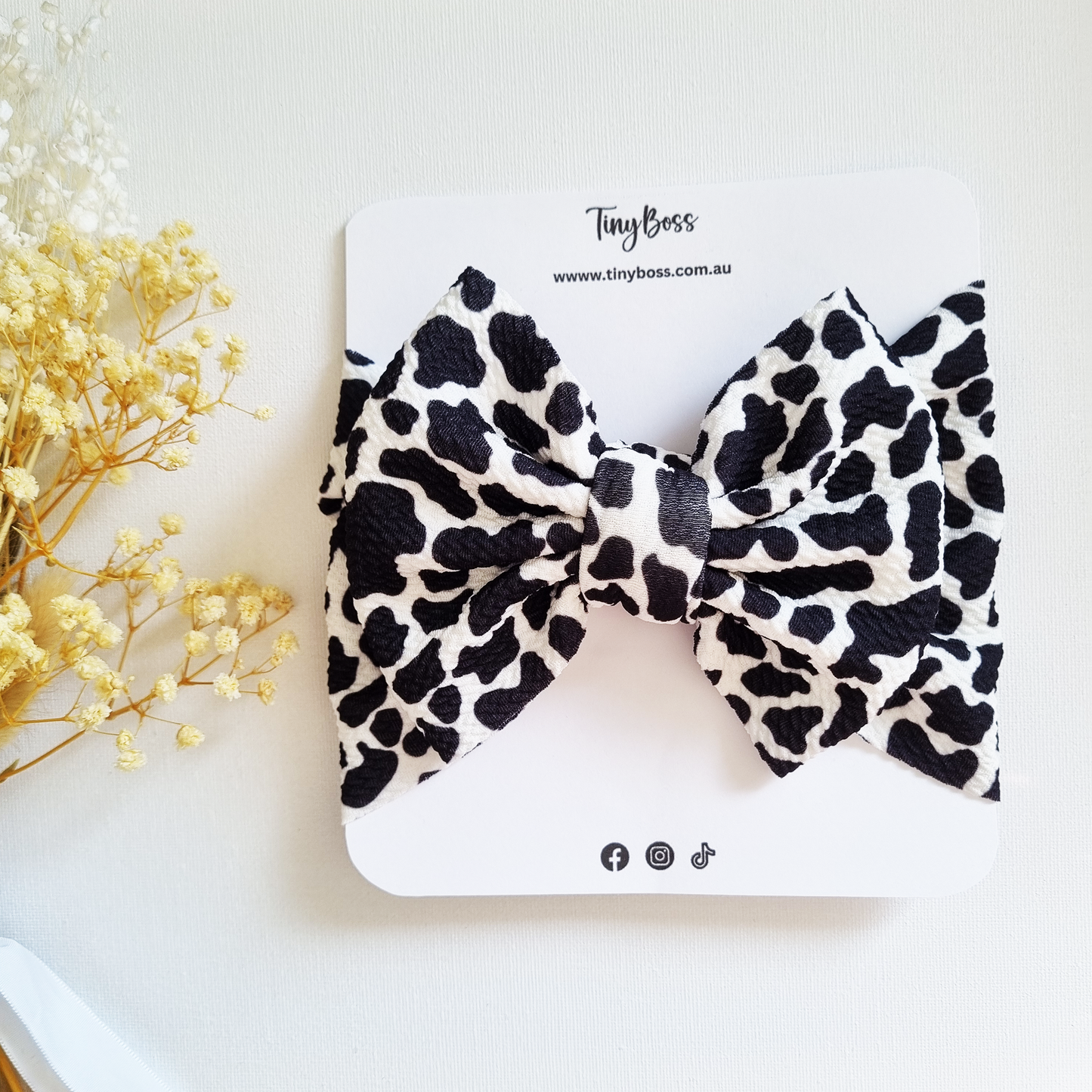 Baby Cow Pattern Big Bow Headwrap