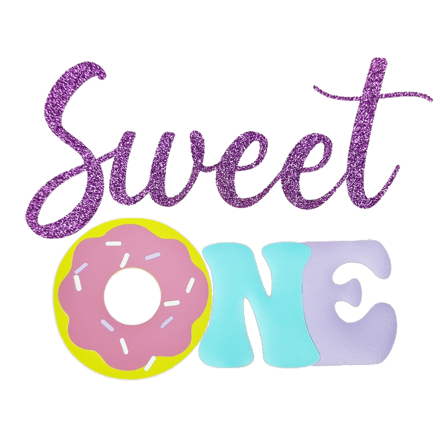 Glitter Purple Donut Sprinkles "Sweet One" 1st Birthday Onesie.