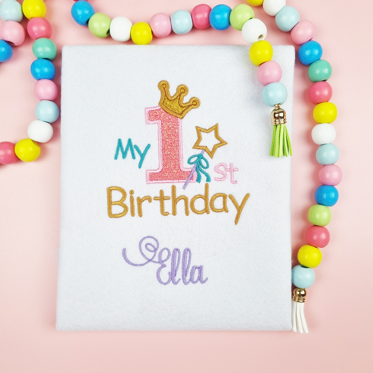 "MY 1ST BIRTHDAY" Crown Birthday Outfit Set (Puff Sleeve Onesie + Rainbow Tutu with Bloomer + Headband)