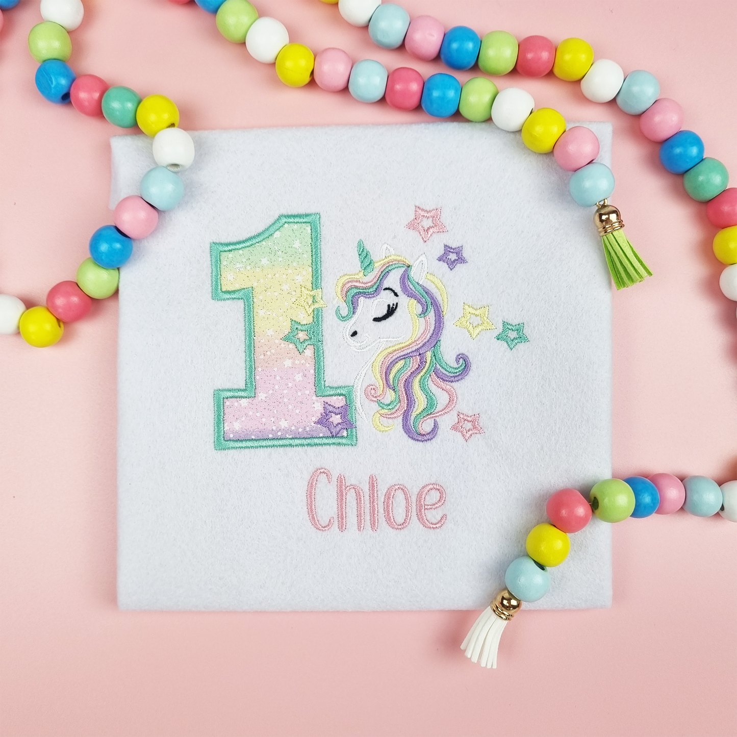 Colourful Unicorn Cake Smash Onesie.