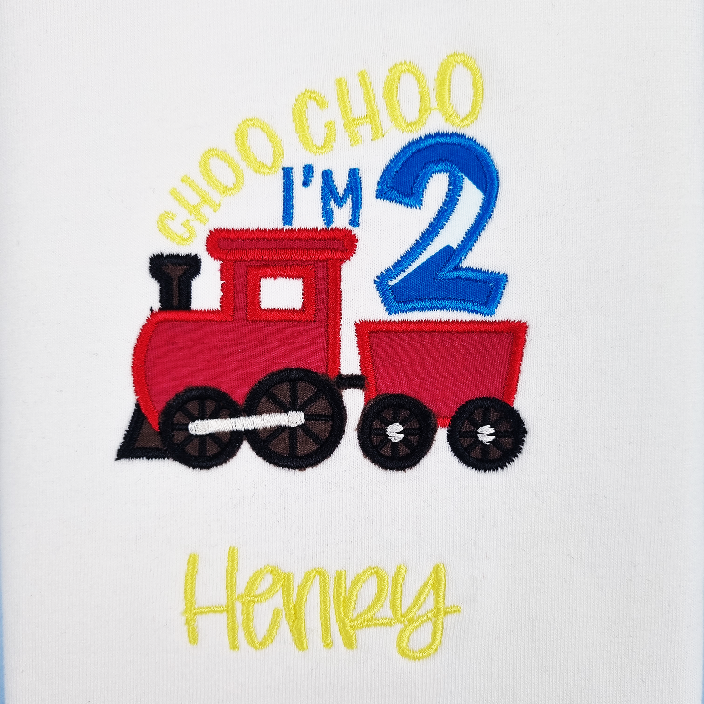 Boys "CHOO CHOO, I'M 2"Train Birthday T-Shirt.