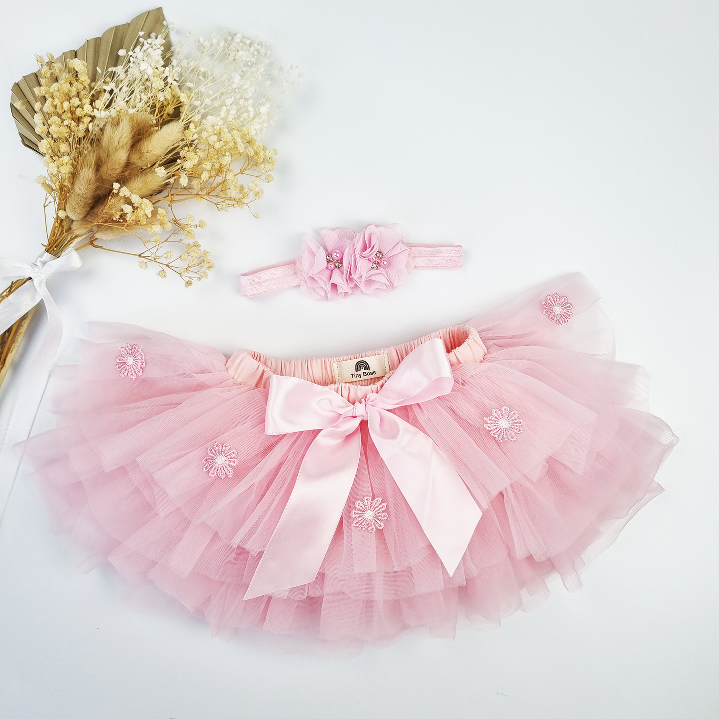 Ice-cream Cone 1st Birthday Outfit Set (Puff sleeve Onesie + Baby Pink tutu with bloomer + Headband)