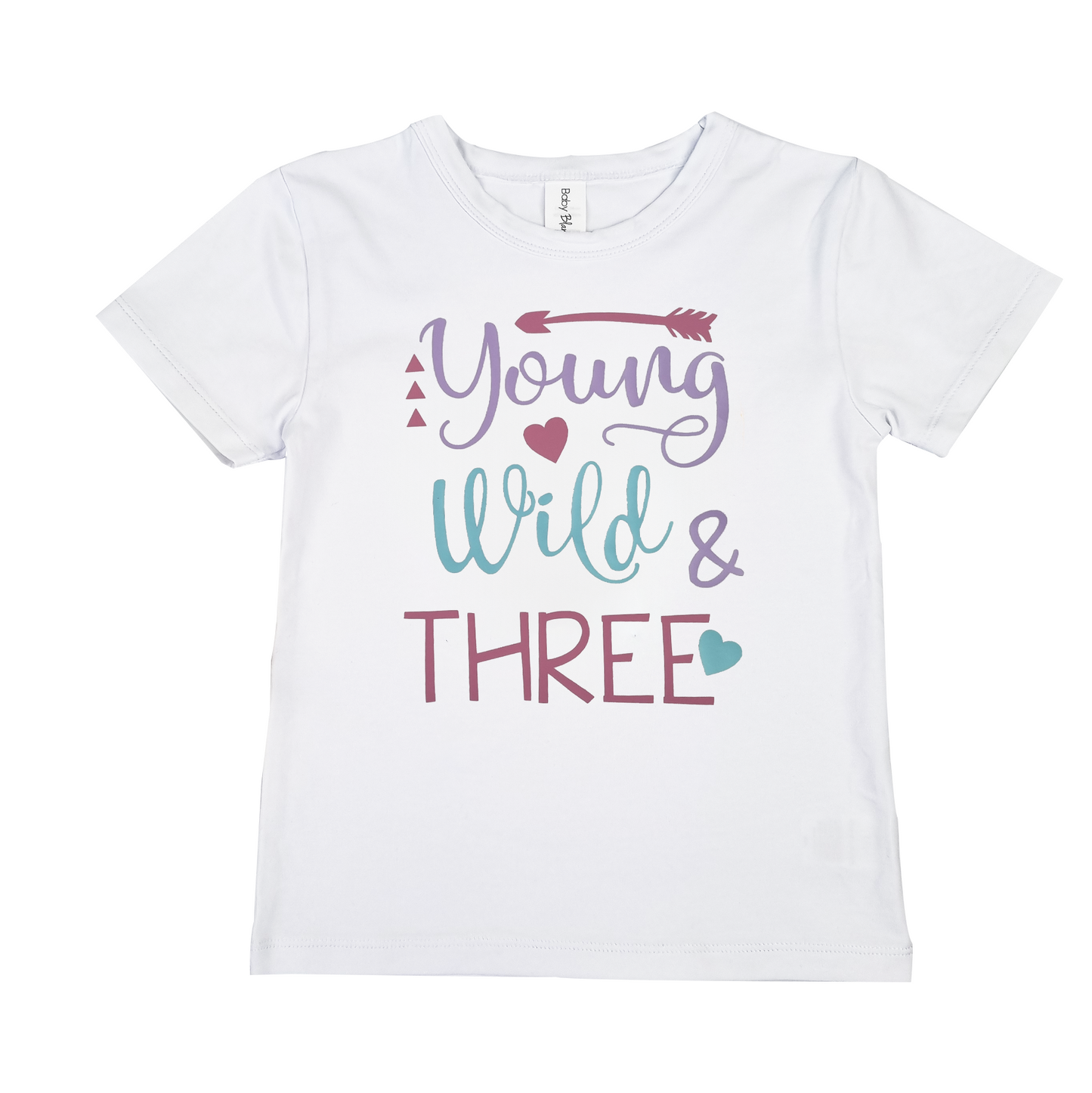 Girls "YOUNG WILD AND THREE" Birthday T-shirt.