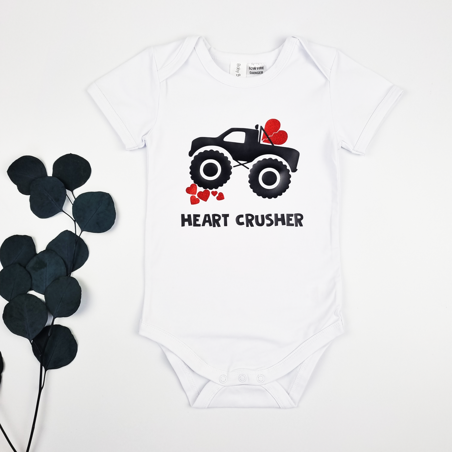 Boys Heart Crusher Truck Onesie.