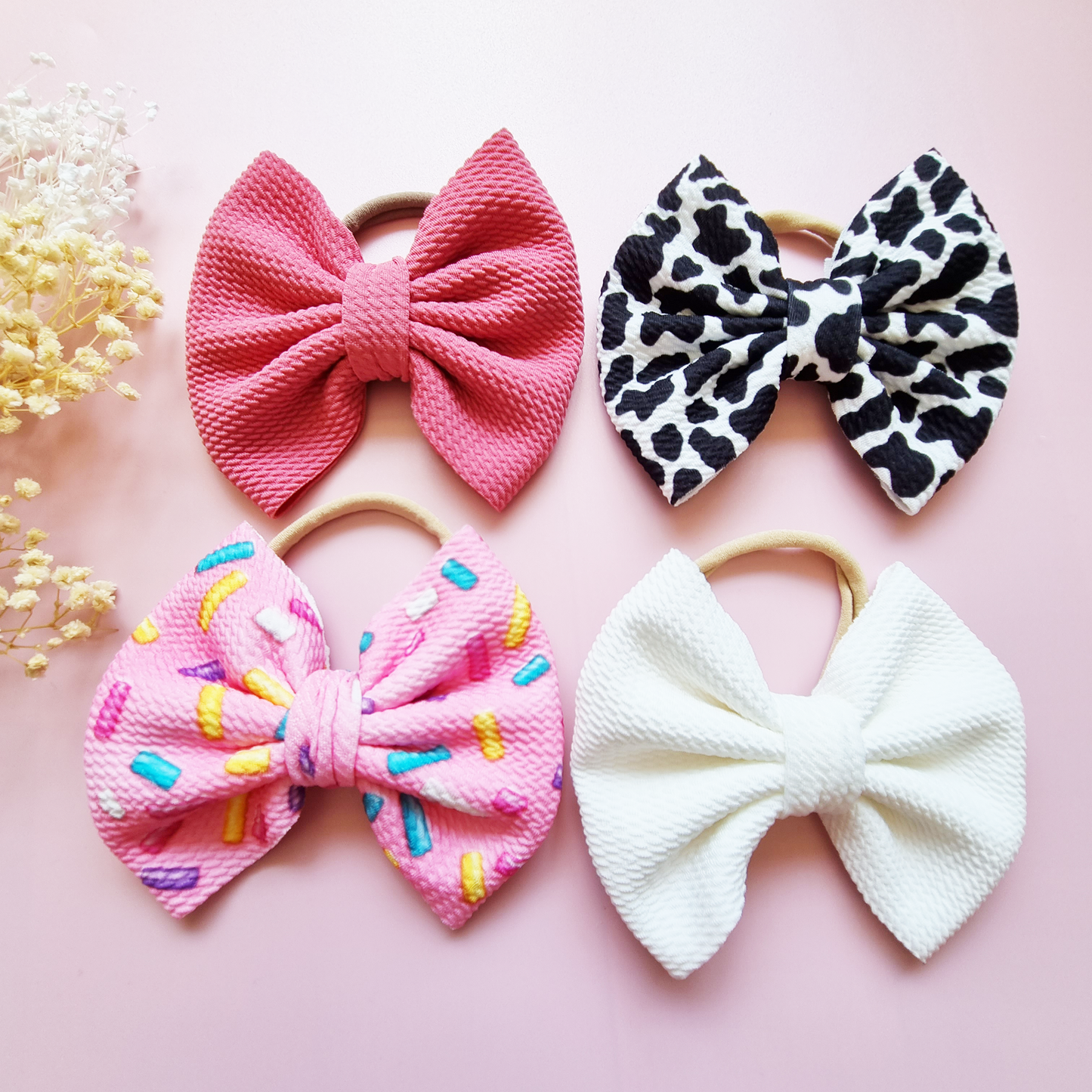 Baby Pigtail Bow Nylon Headbands/ Hair Clips