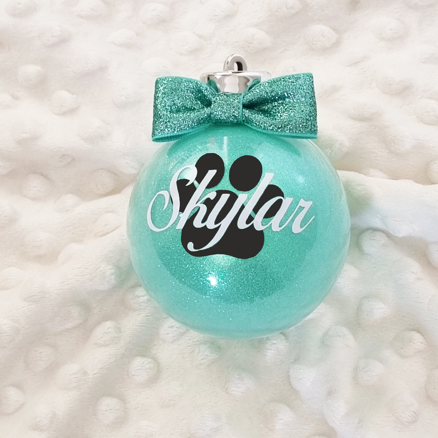 Paw Print Personalised Glitter Shatterproof Christmas Bauble