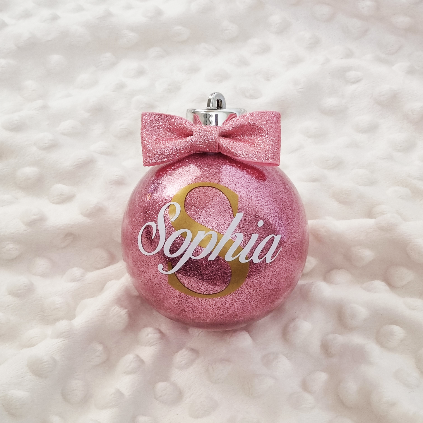 Personalised Initial and Name Glitter Shatterproof Christmas Bauble