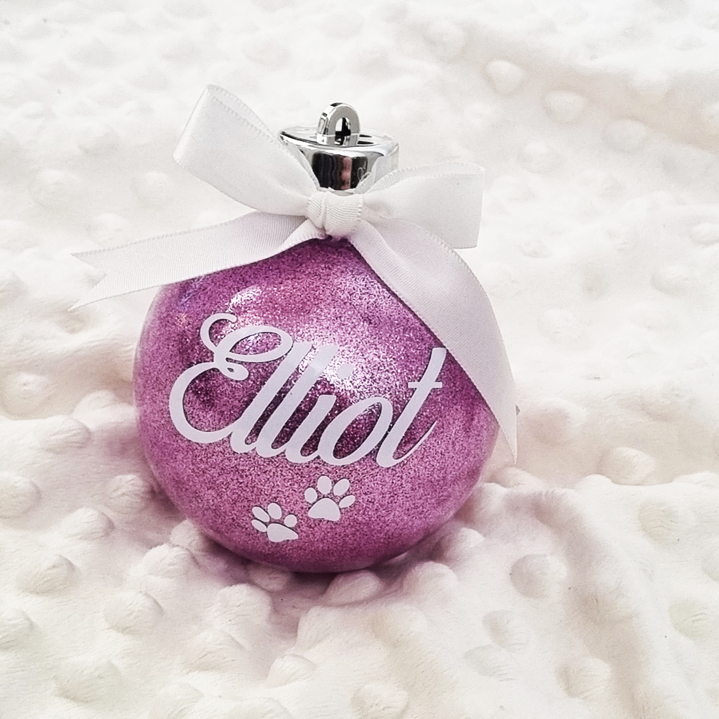 Paw Print Custom Glitter Shatterproof Christmas Bauble