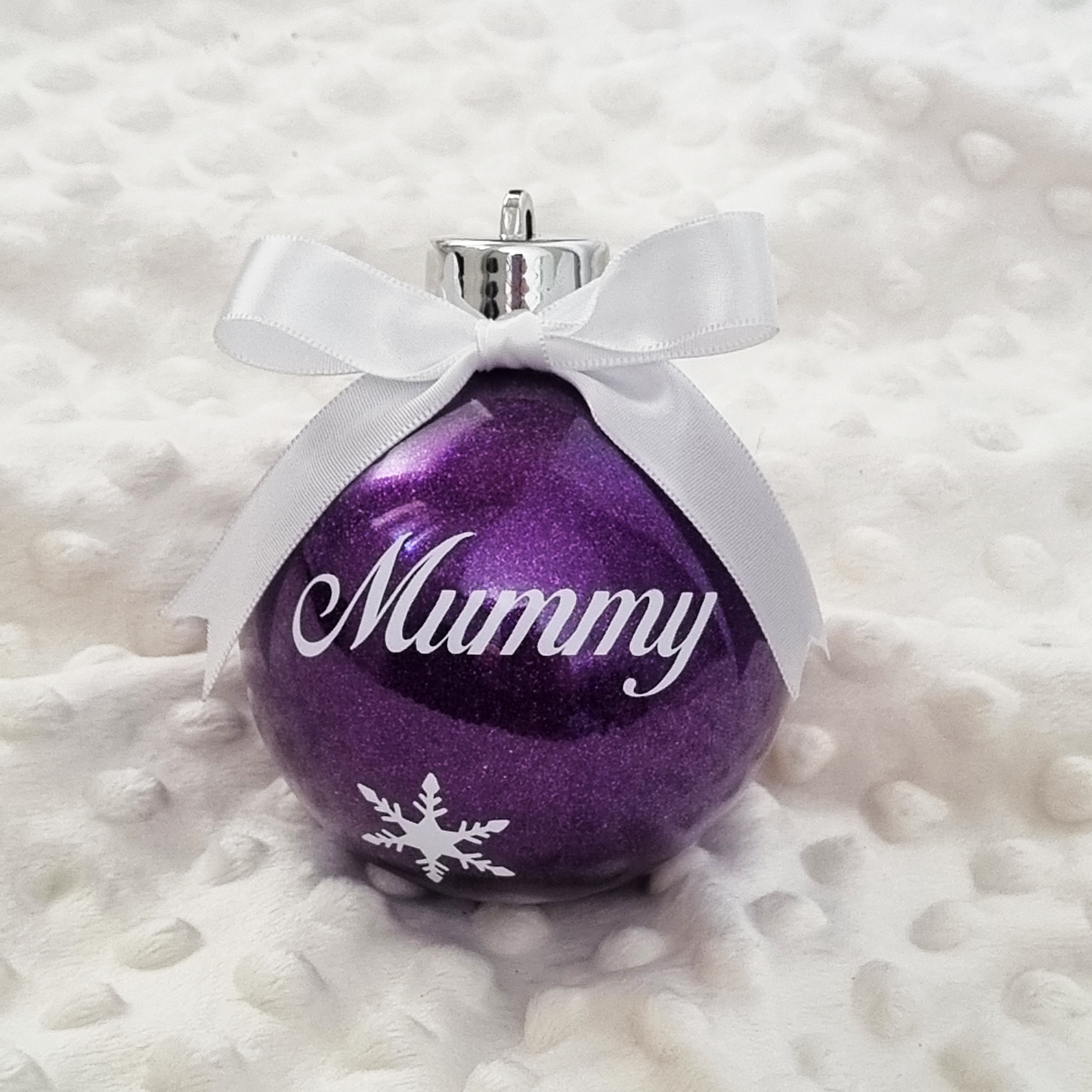 Snow Flake Personalised Glitter Shatterproof Christmas Bauble