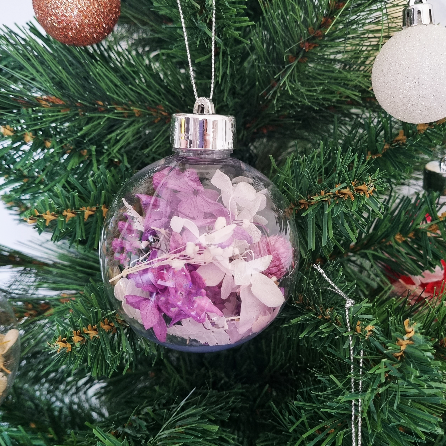 Preserved Dried Flower Shatterproof Christmas Baubles