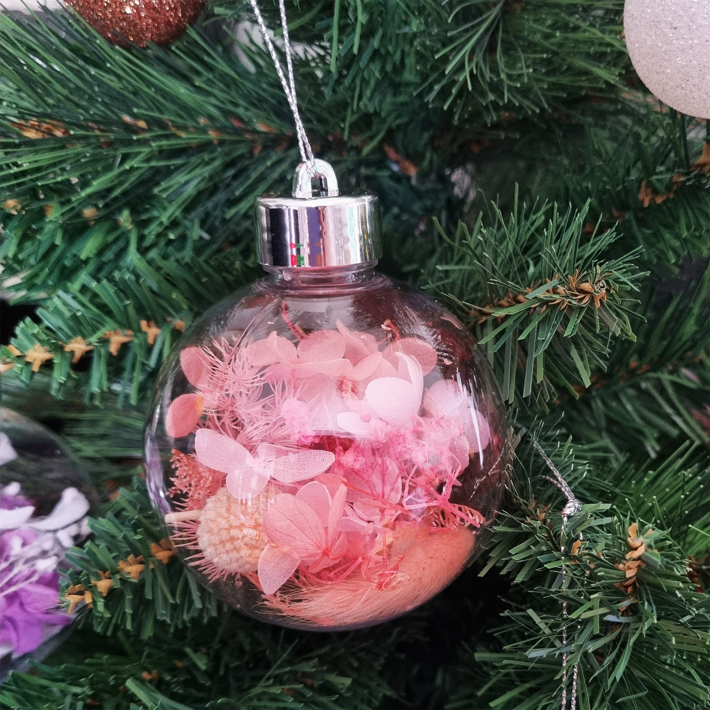 Preserved Dried Flower Shatterproof Christmas Baubles