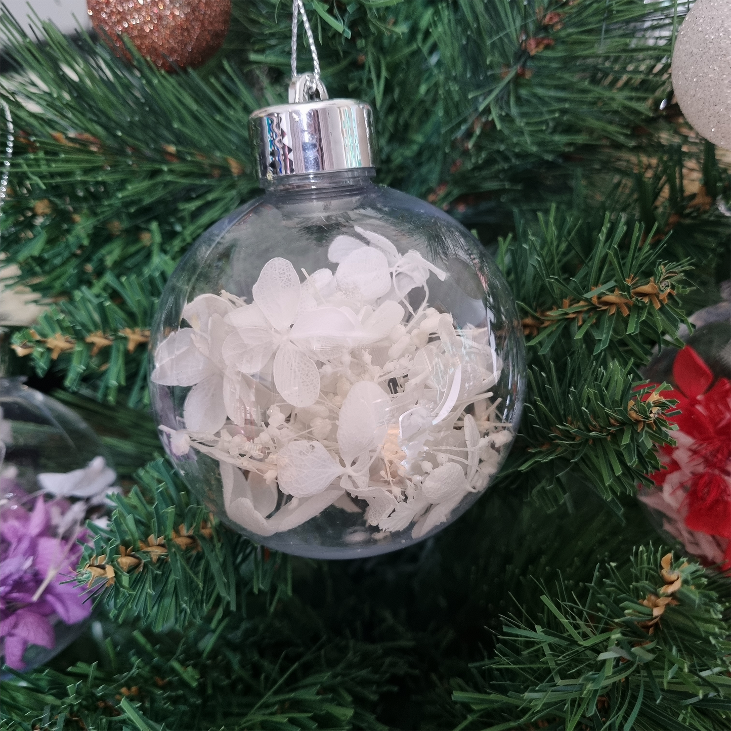 Preserved Dried Flower Shatterproof Christmas Baubles