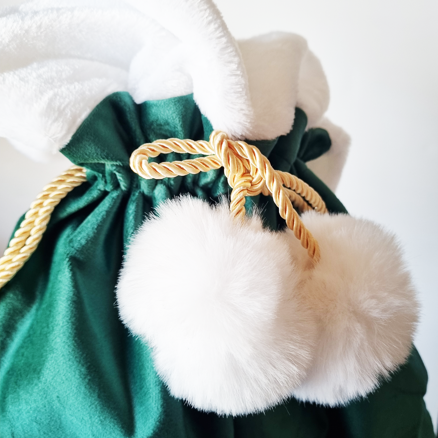 Green Luxe Velvet Custom Christmas Sack.