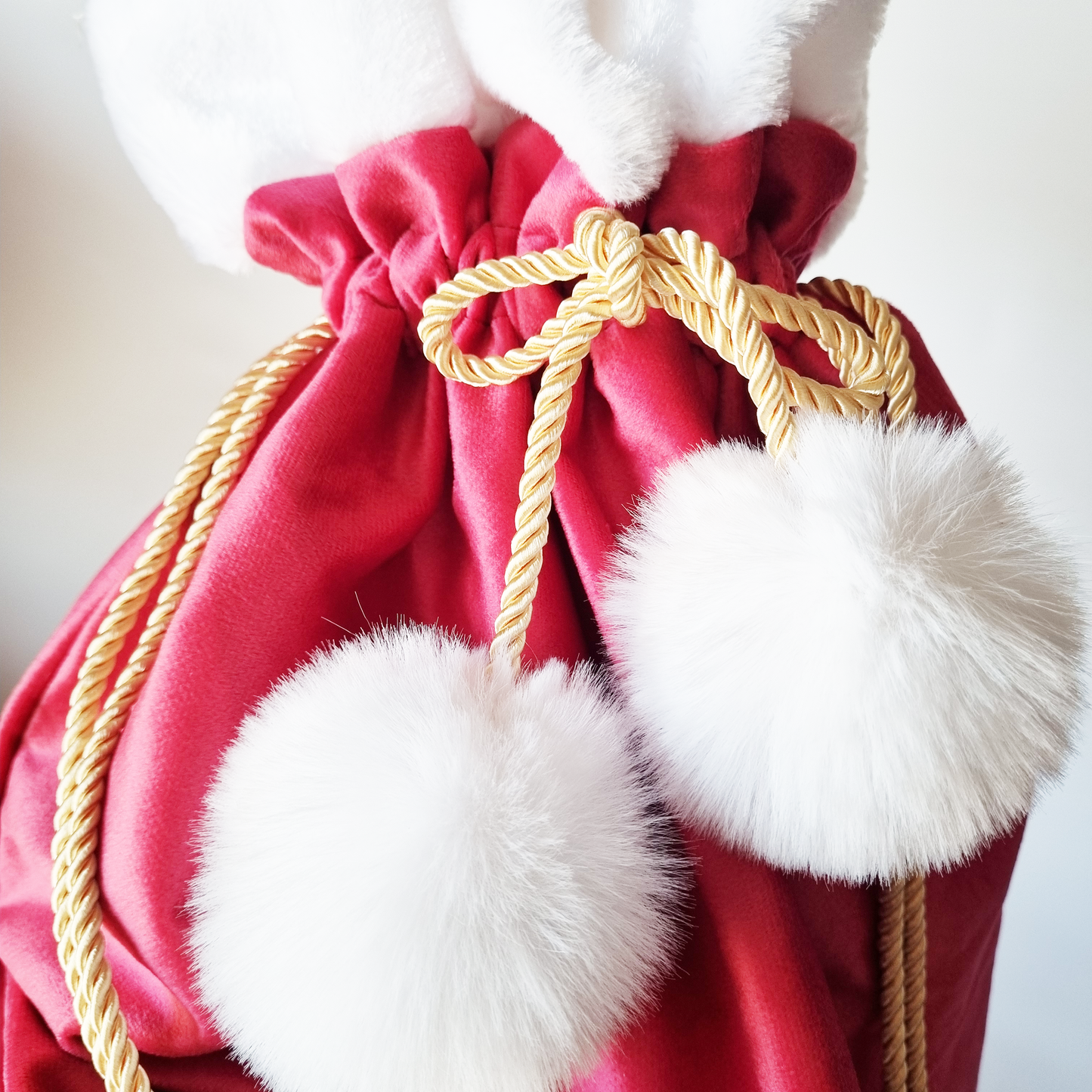 Red Luxe Velvet Custom Christmas Sack.