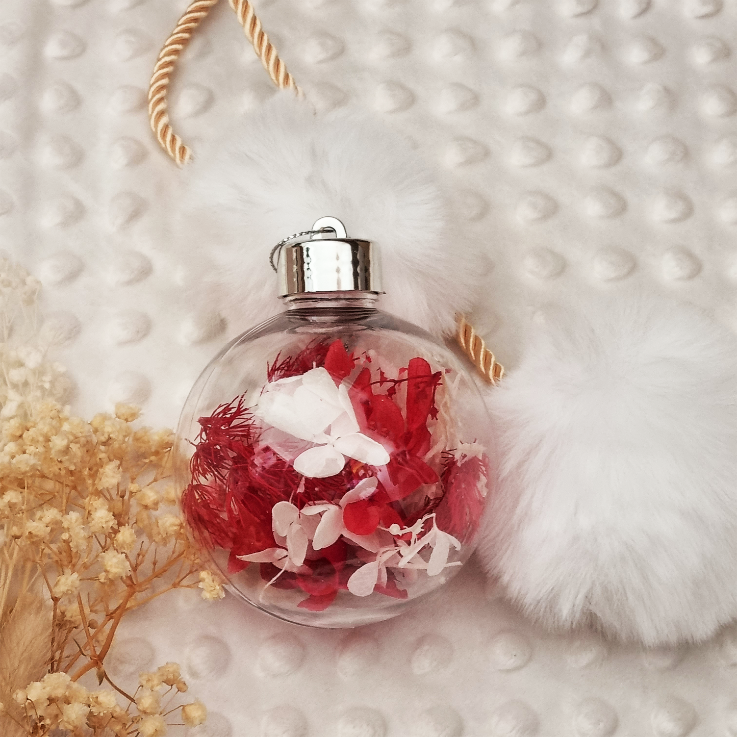 Preserved Dried Flower Shatterproof Christmas Baubles