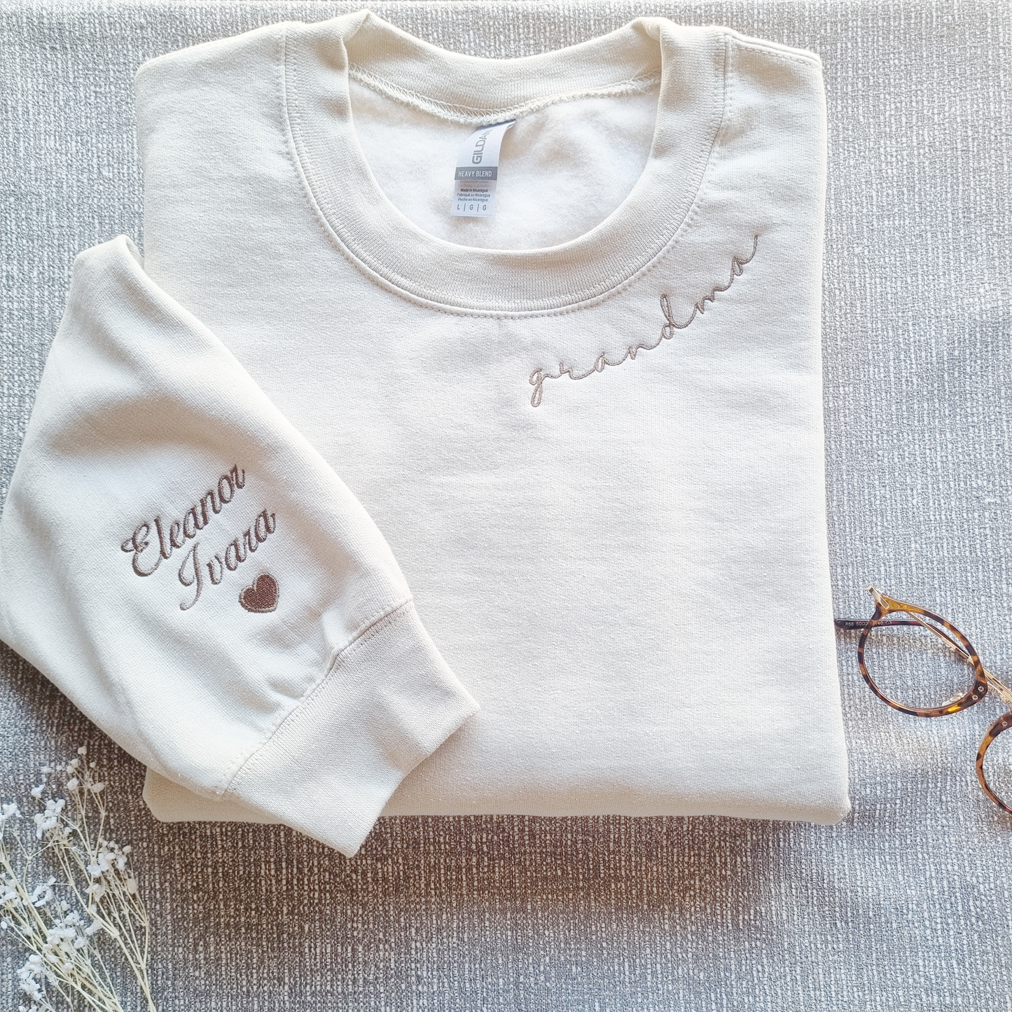 Custom Neckline Embroidered Mama Sweatshirt.