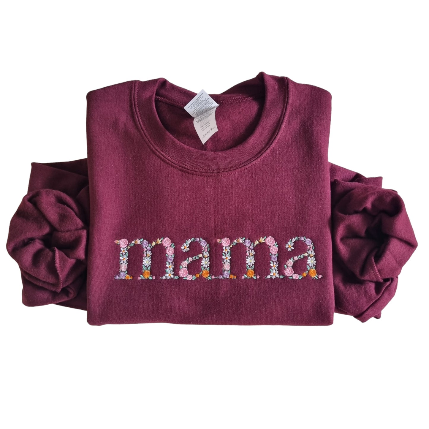 Embroidered Floral Letters Mama Sweatshirt