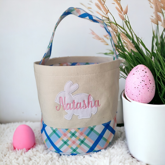 Personalized Embroidered 3D Bunny Easter Basket.