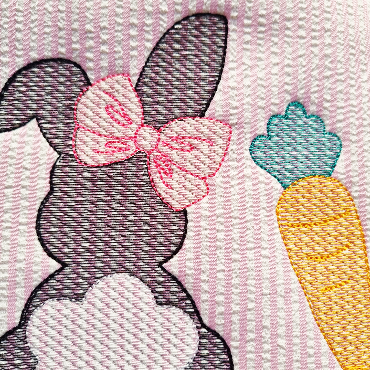 Personalized Embroidered Bunny with Bow Easter Basket.