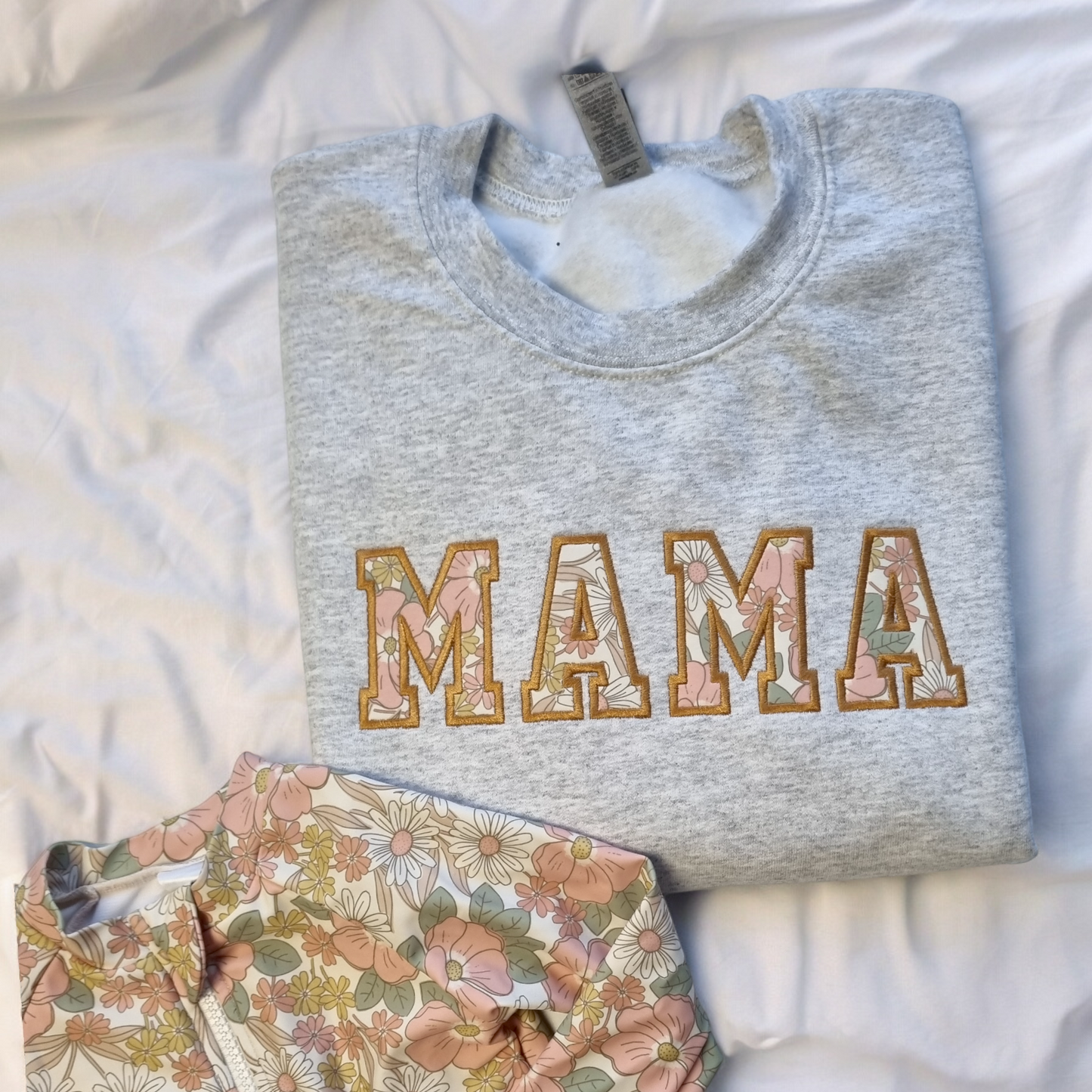 MAMA Keepsake Sweatshirt with Baby Clothes