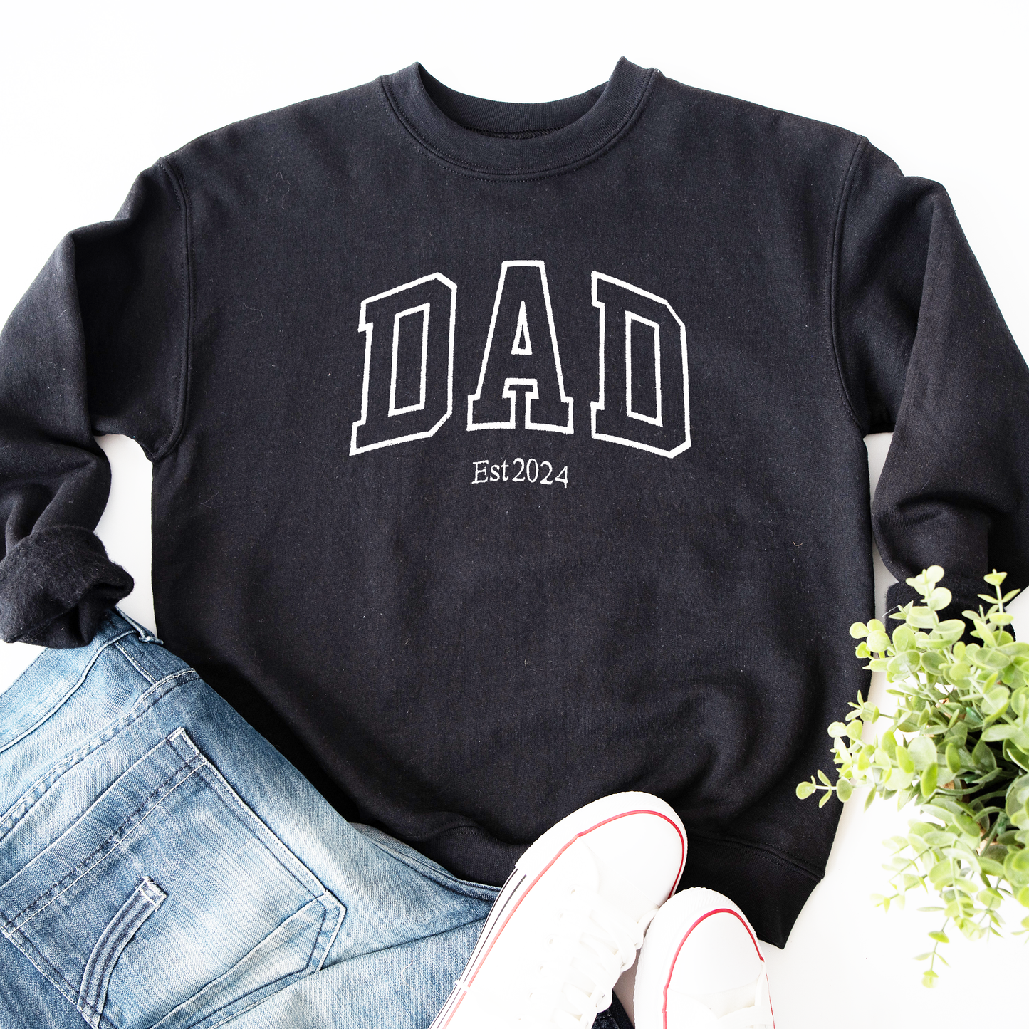 Curvy Varsity Dad Est Crewneck.