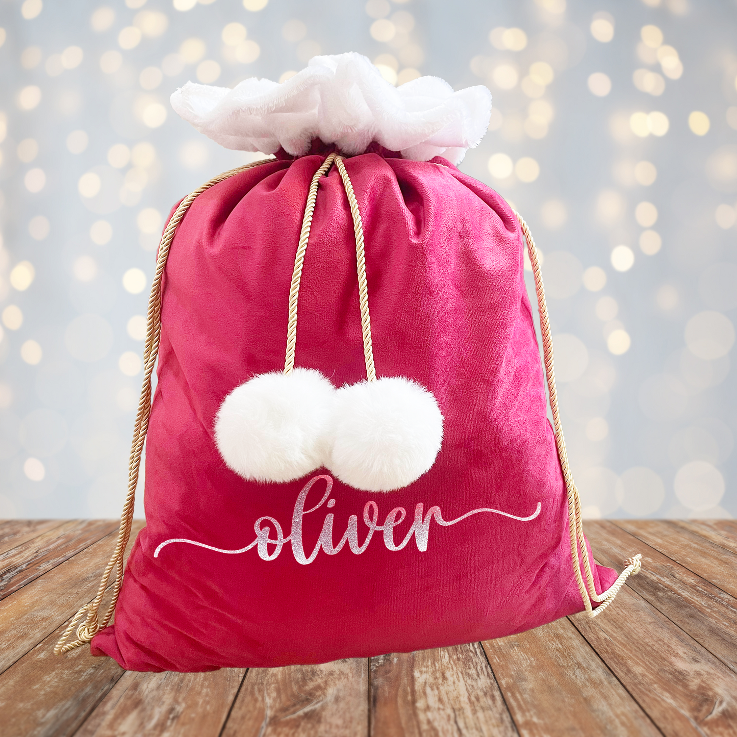 Red Luxe Velvet Custom Christmas Sack.