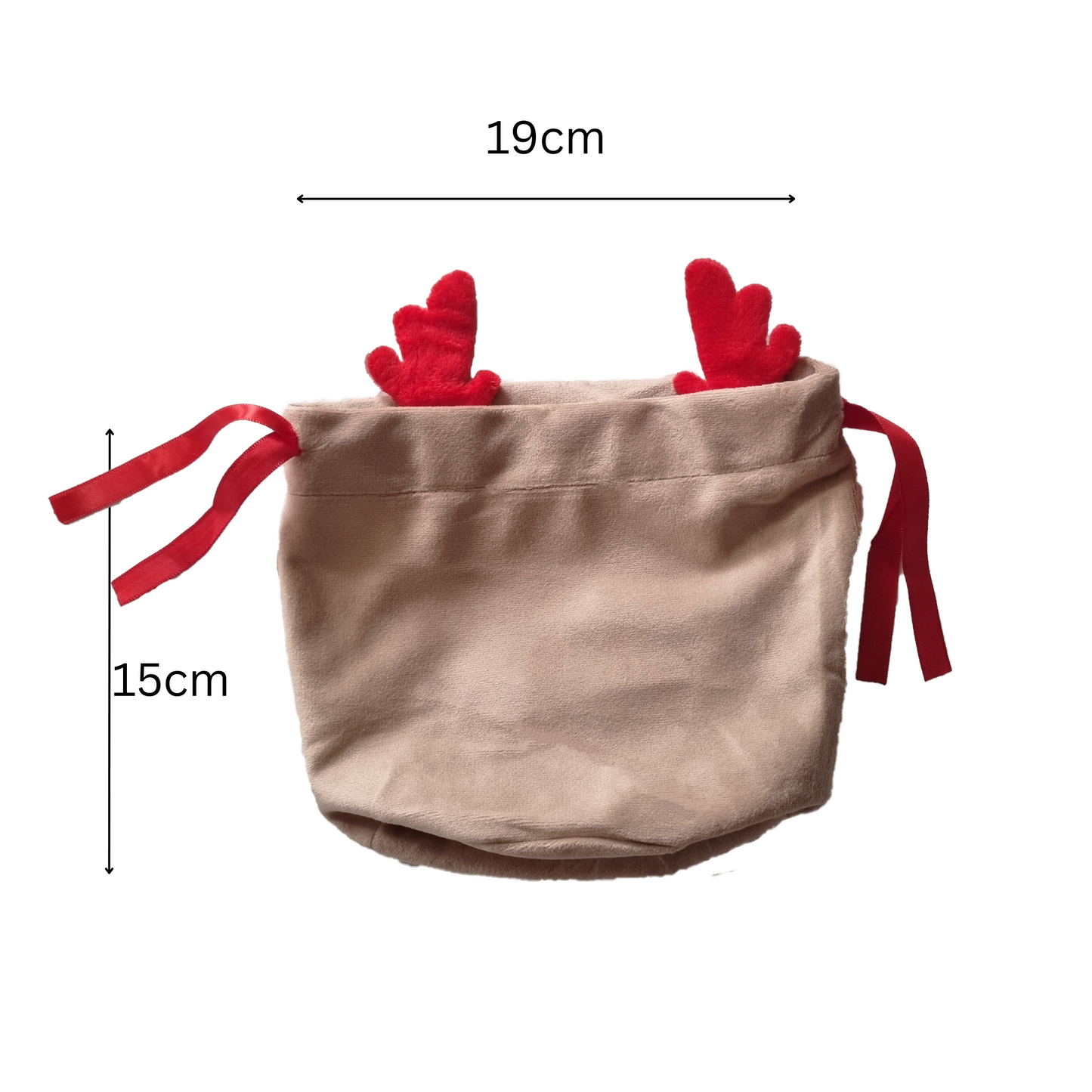 Personalised Red Mini Reindeer Ear Velvet Gift Bags