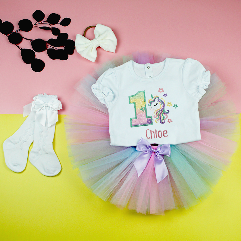 Colourful Unicorn Cake Smash Onesie.