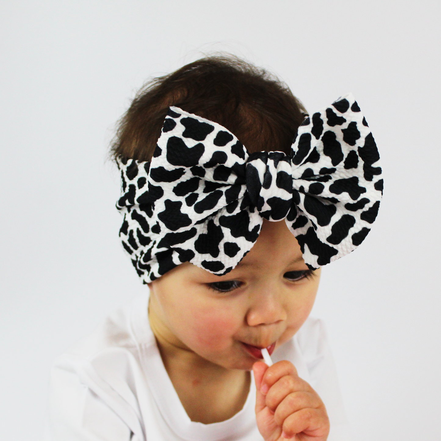 Baby Cow Pattern Big Bow Headwrap