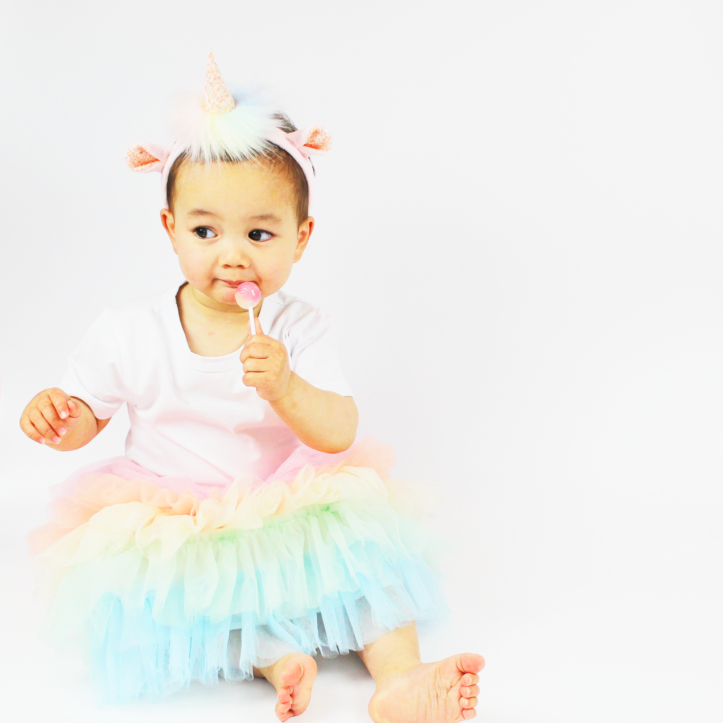 Pastel-coloured Rainbow Unicorn Birthday Headband.