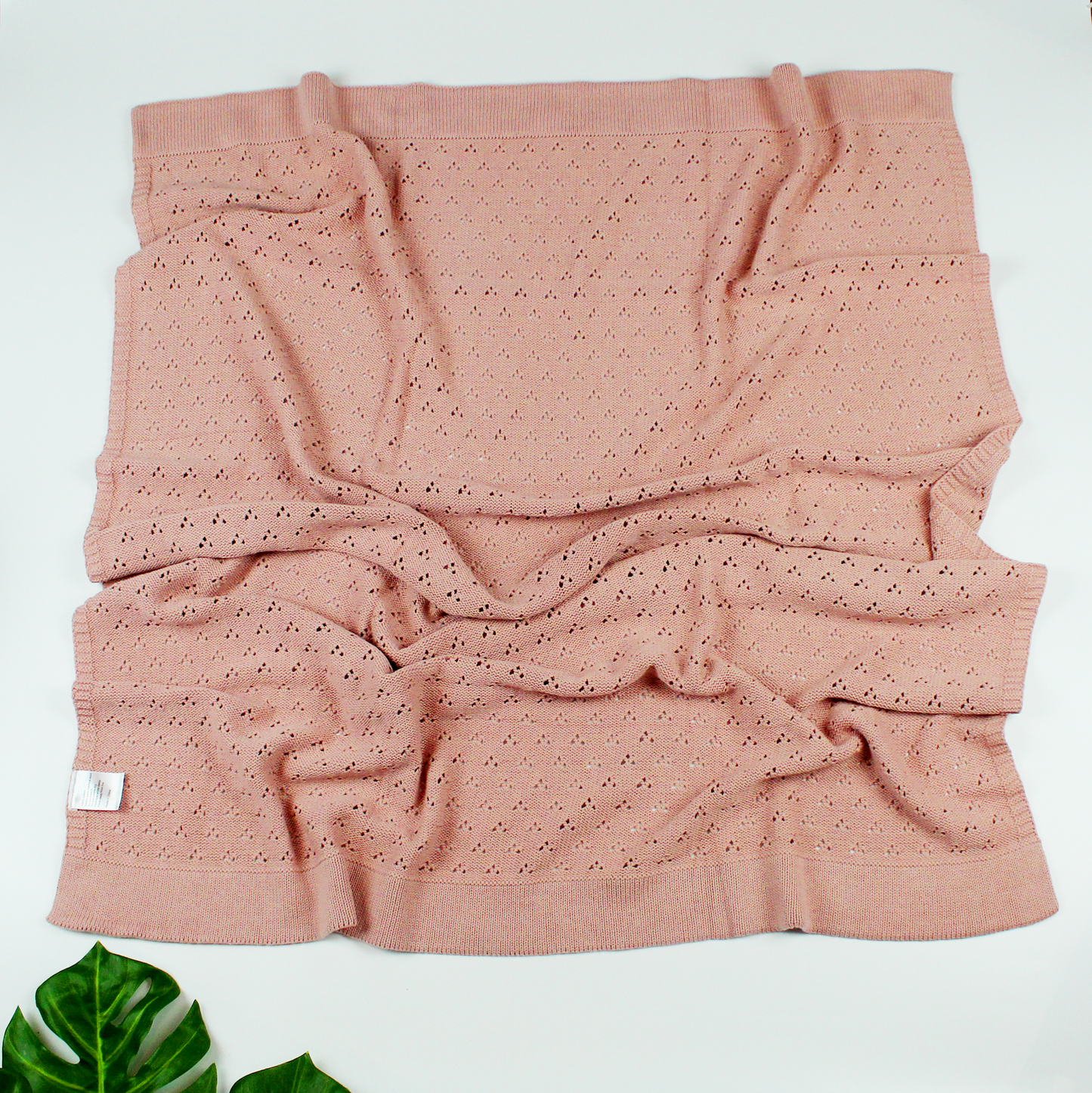 High Quality Pastel Pink 100% Cotton Knitted Baby Blanket.