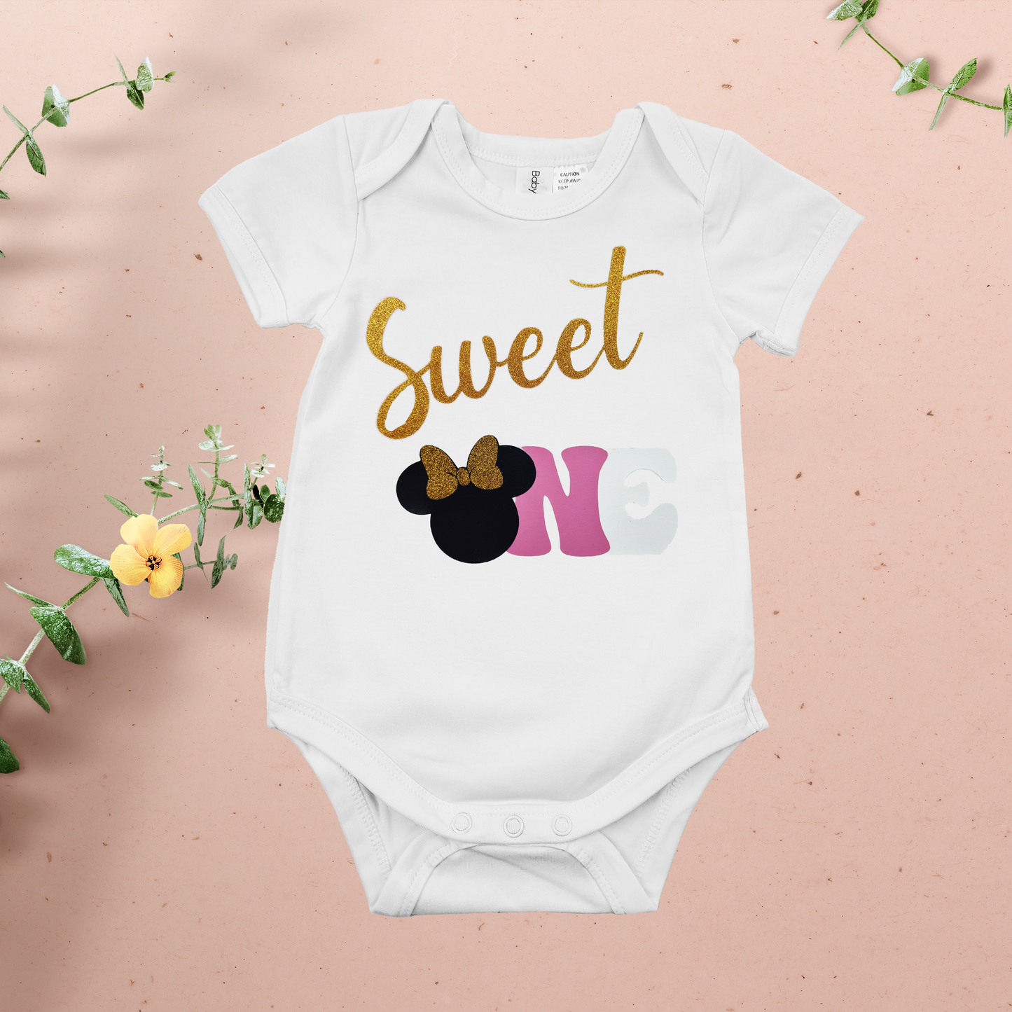 Glitter Gold "Sweet One" Minnie 1st Birthday Onesie