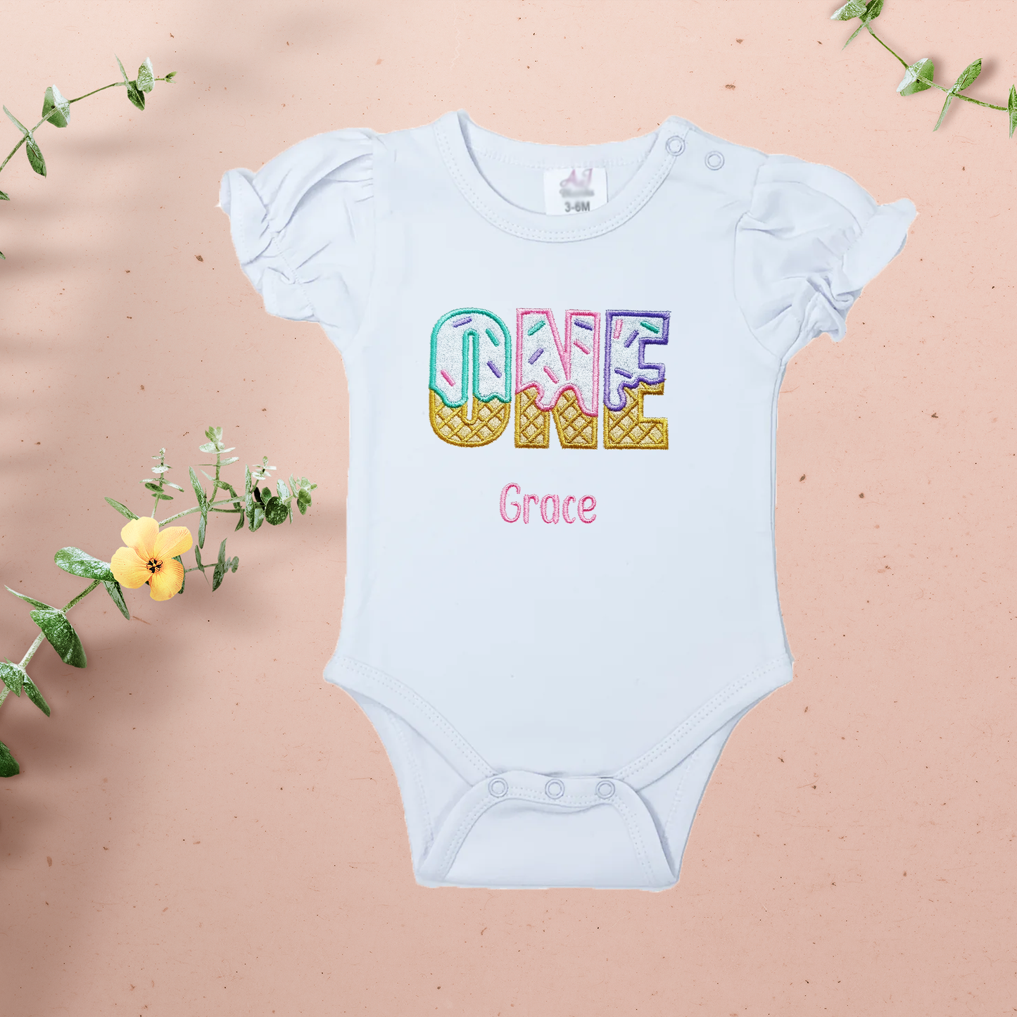 Personalised ONE Donut Sprinkles 1st Birthday Romper.